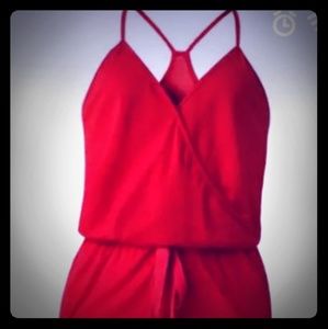 Red Sexy V-Neck Spaghetti Roper